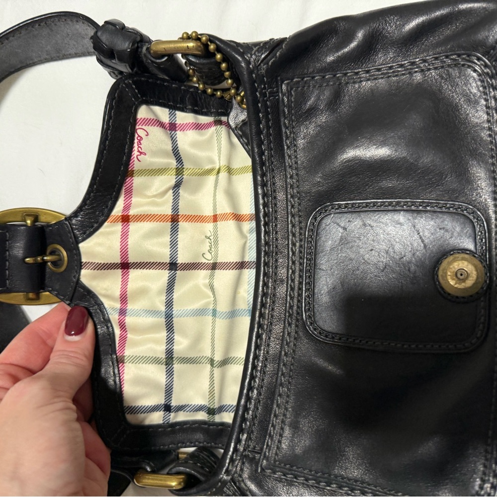 Coach Black Leather Mini Bag with Gold Buckle - Picture 2 of 5